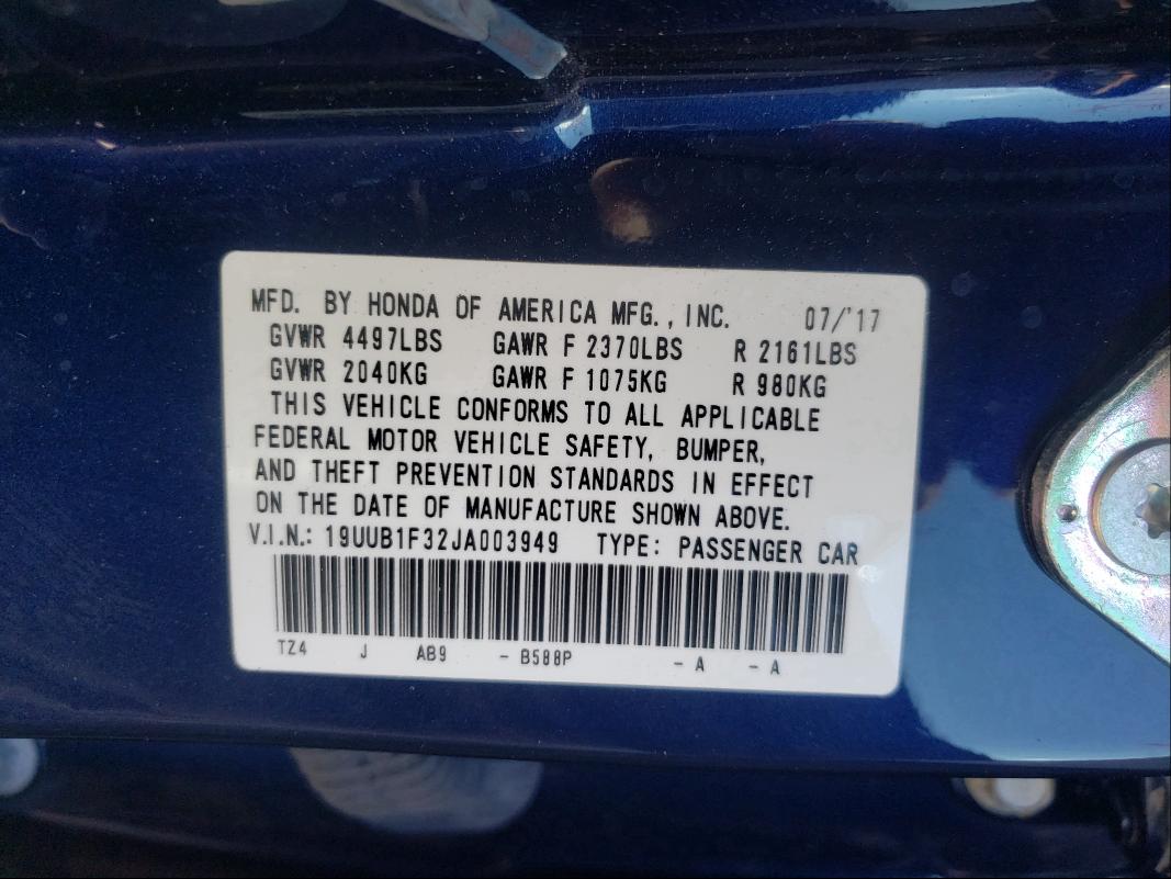 2018 ACURA TLX 19UUB1F32JA003949