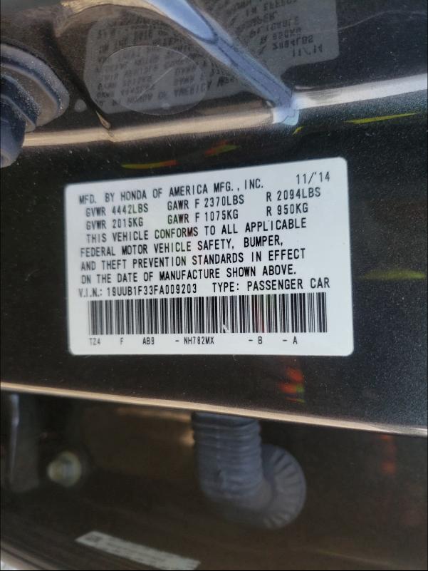 2015 ACURA TLX 19UUB1F33FA009203