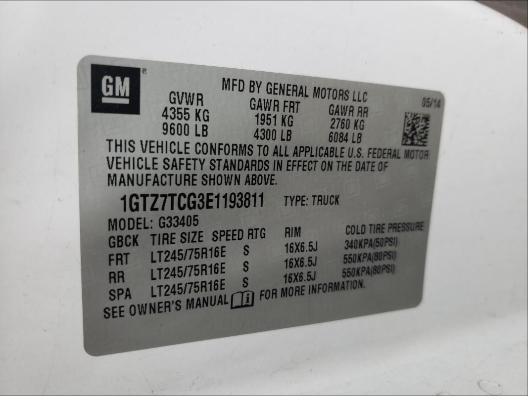 2014 GMC SAVANA G35 1GTZ7TCG3E1193811