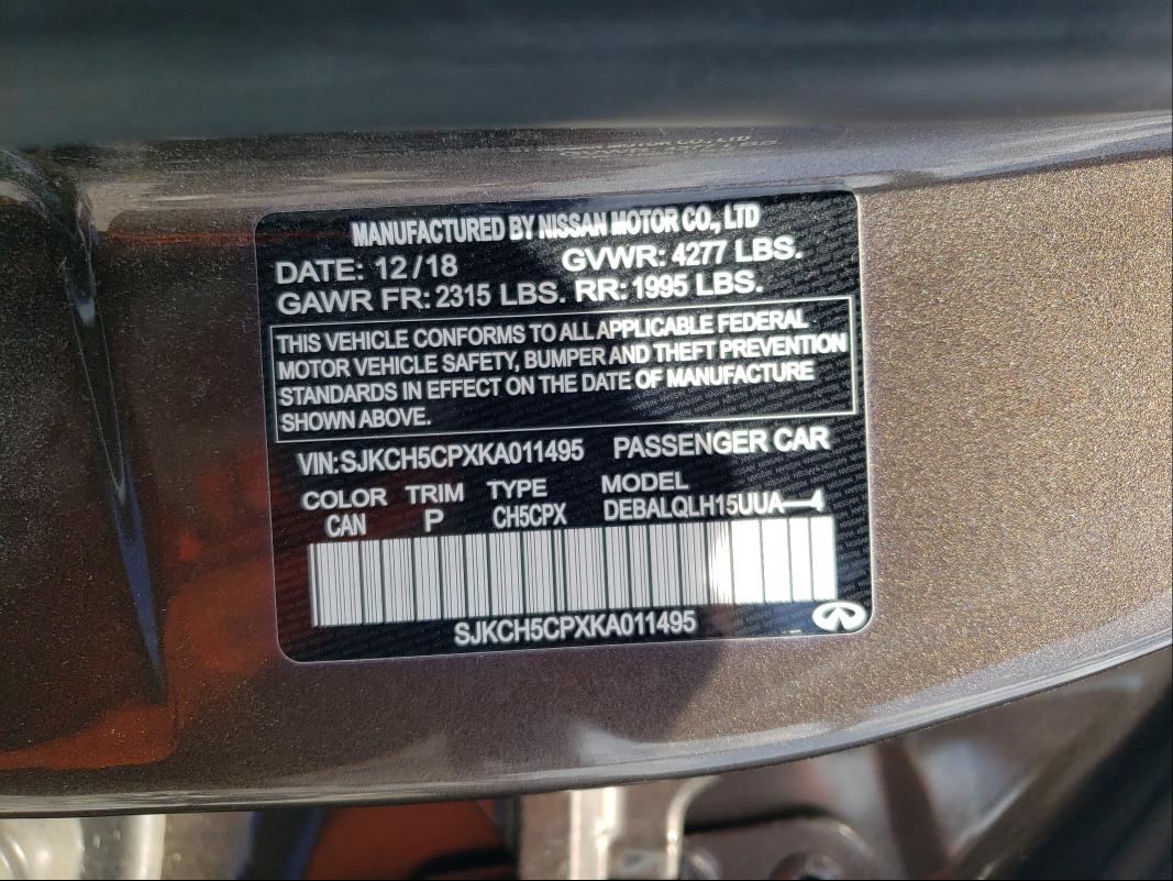 2019 INFINITI QX30 PURE SJKCH5CPXKA011495