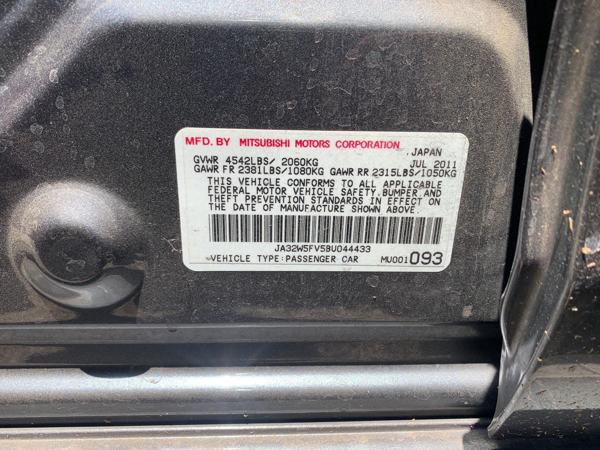 2011 MITSUBISHI LANCER EVO JA32W5FV5BU044433