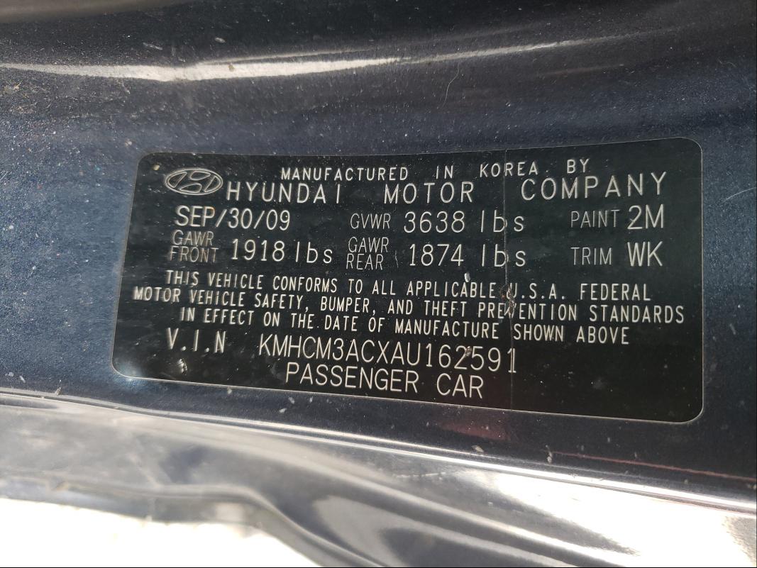 2010 HYUNDAI ACCENT BLU KMHCM3ACXAU162591