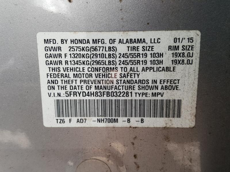 2015 ACURA MDX ADVANC 5FRYD4H83FB032281