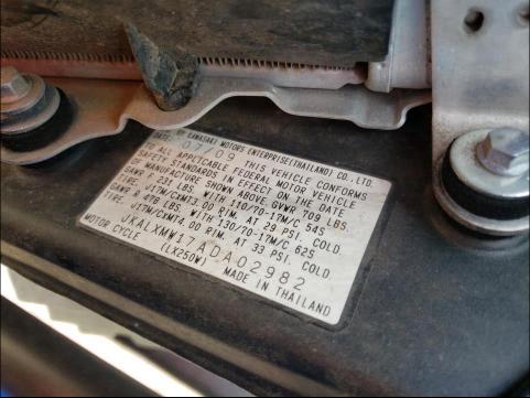 2010 KAWASAKI KLX250 W JKALXMW17ADA02982