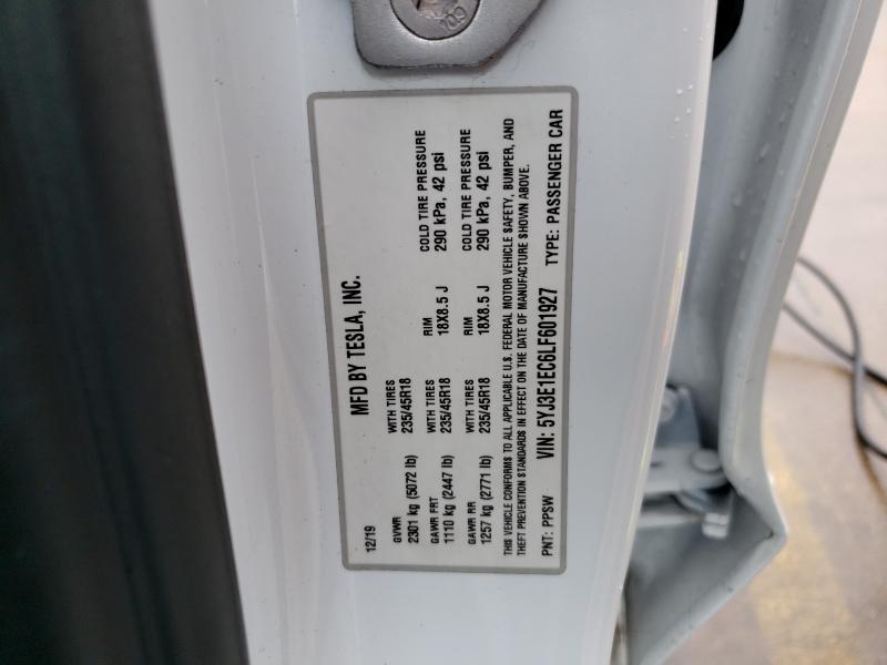 2020 TESLA MODEL 3 5YJ3E1EC6LF601927
