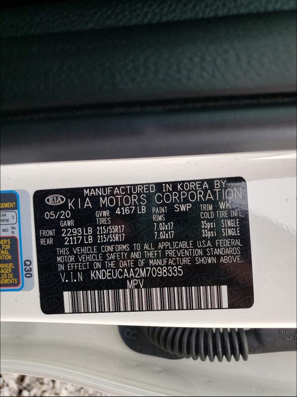 2021 KIA SELTOS S KNDEUCAA2M7098335