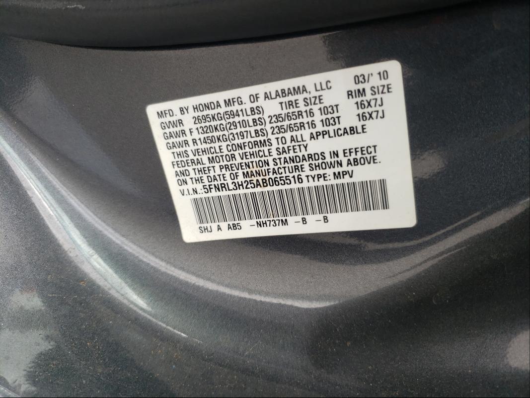 2010 HONDA ODYSSEY LX 5FNRL3H25AB065516