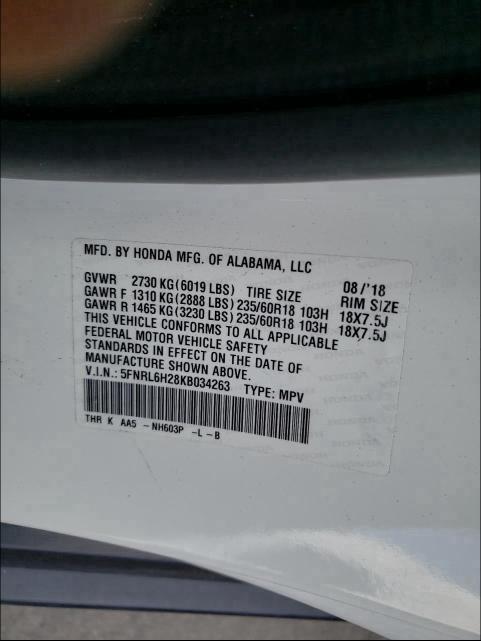 2019 HONDA ODYSSEY LX 5FNRL6H28KB034263