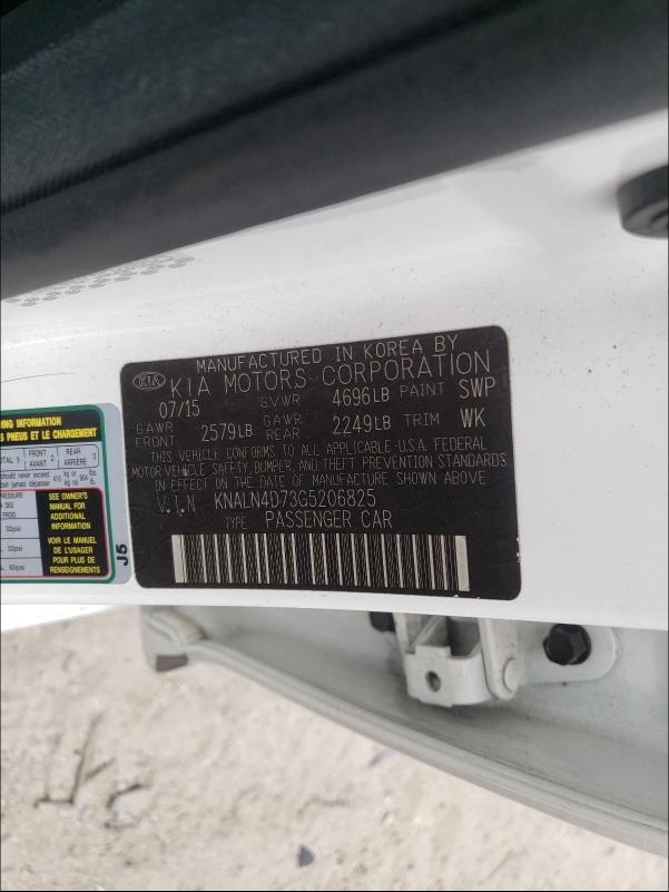 2016 KIA CADENZA LU KNALN4D73G5206825