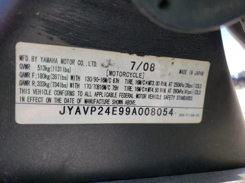 2009 YAMAHA XVS1300 A JYAVP24E99A008054