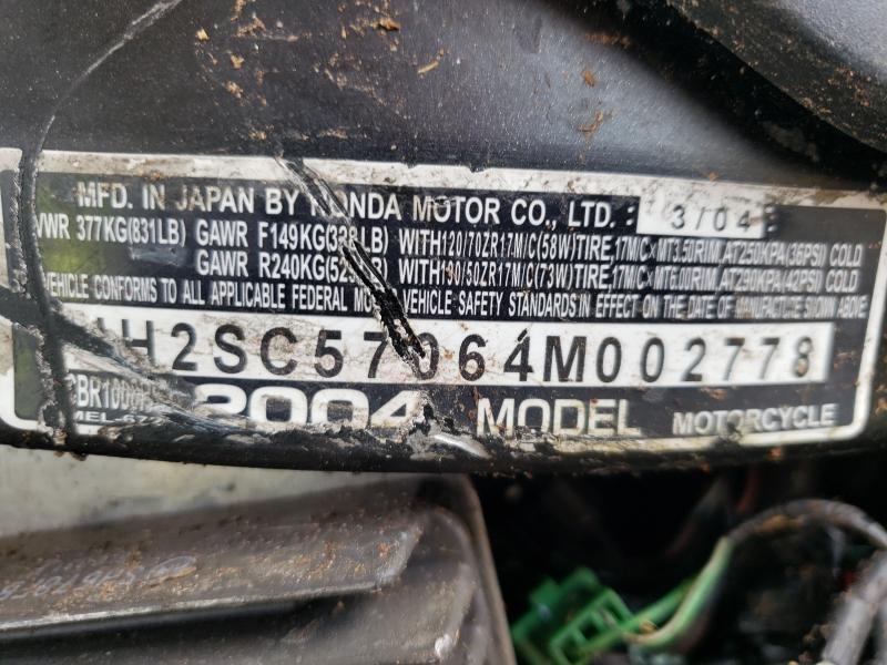 2004 HONDA CBR1000 RR JH2SC57064M002778