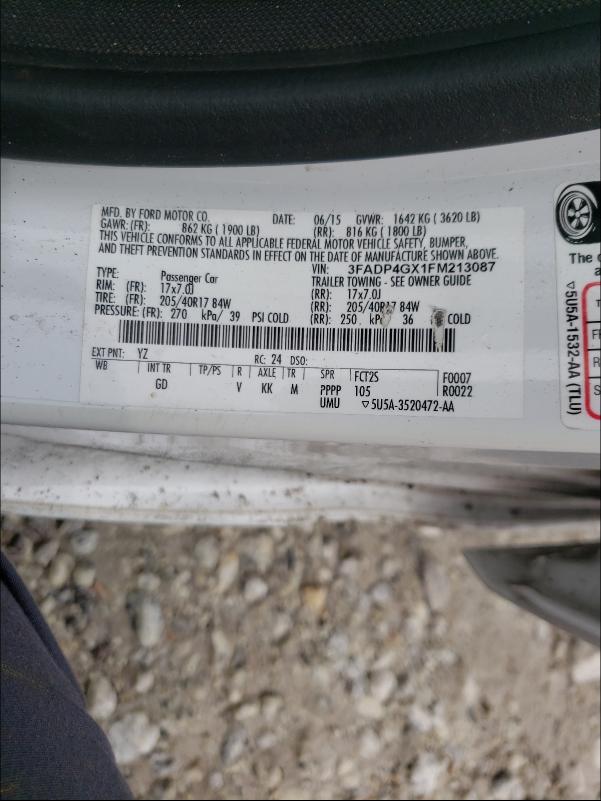 2015 FORD FIESTA ST 3FADP4GX1FM213087