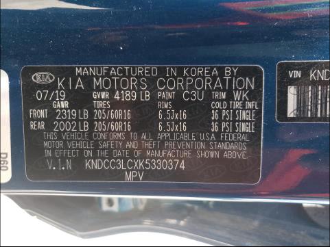 2019 KIA NIRO EX KNDCC3LCXK5330374