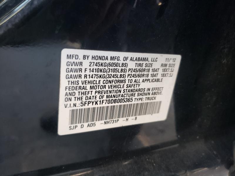 2013 HONDA RIDGELINE 5FPYK1F70DB005365