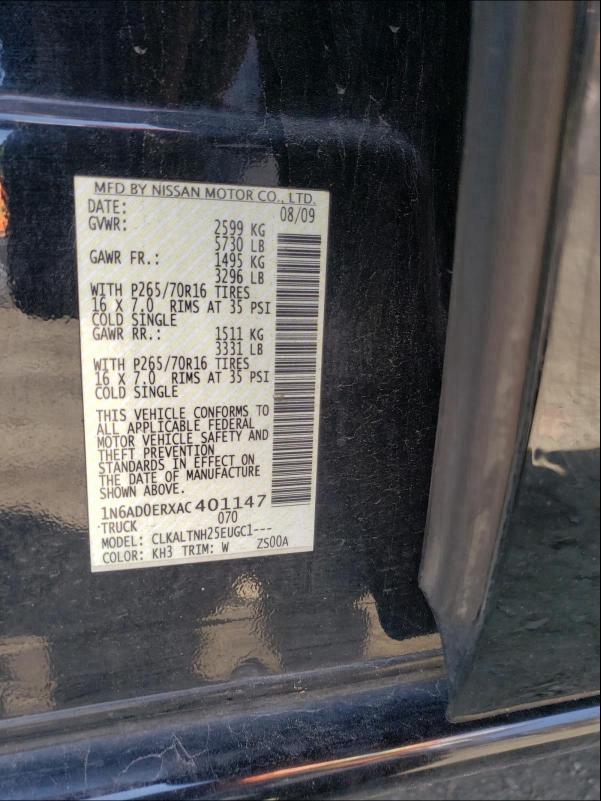 2010 NISSAN FRONTIER C 1N6AD0ERXAC401147