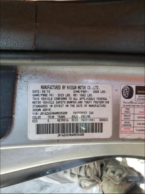 2010 NISSAN 370Z JN1AZ4EH8AM505488