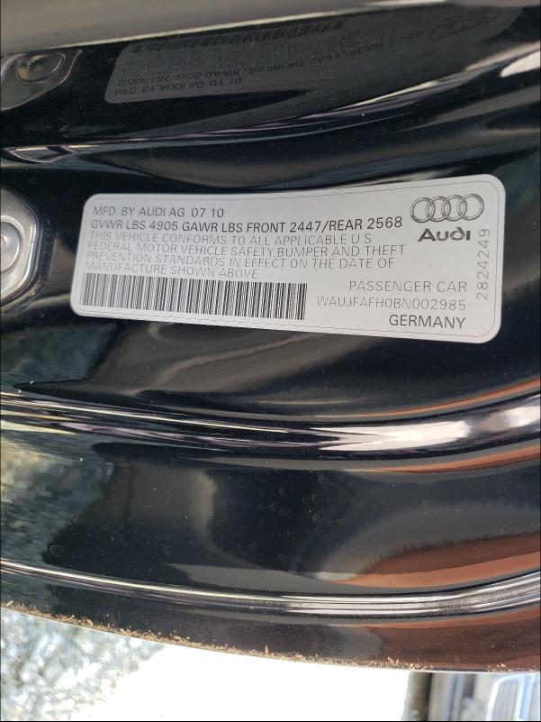 2011 AUDI A5 PREMIUM WAUJFAFH0BN002985