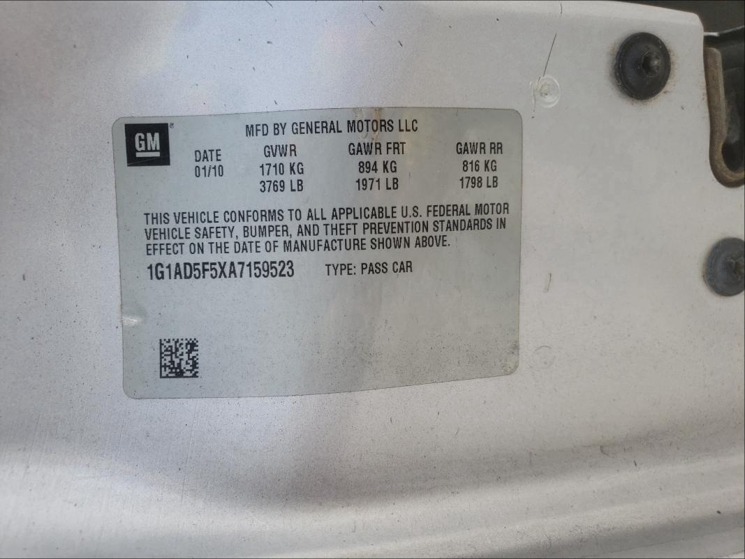 2010 CHEVROLET COBALT 1LT 1G1AD5F5XA7159523