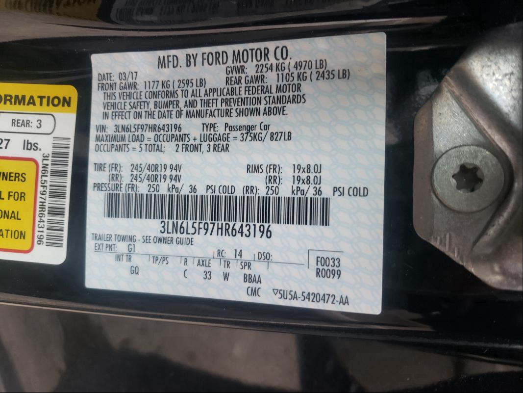 2017 LINCOLN MKZ RESERV 3LN6L5F97HR643196