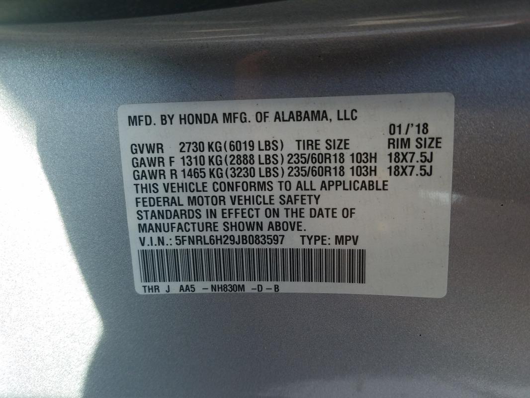 2018 HONDA ODYSSEY LX 5FNRL6H29JB083597