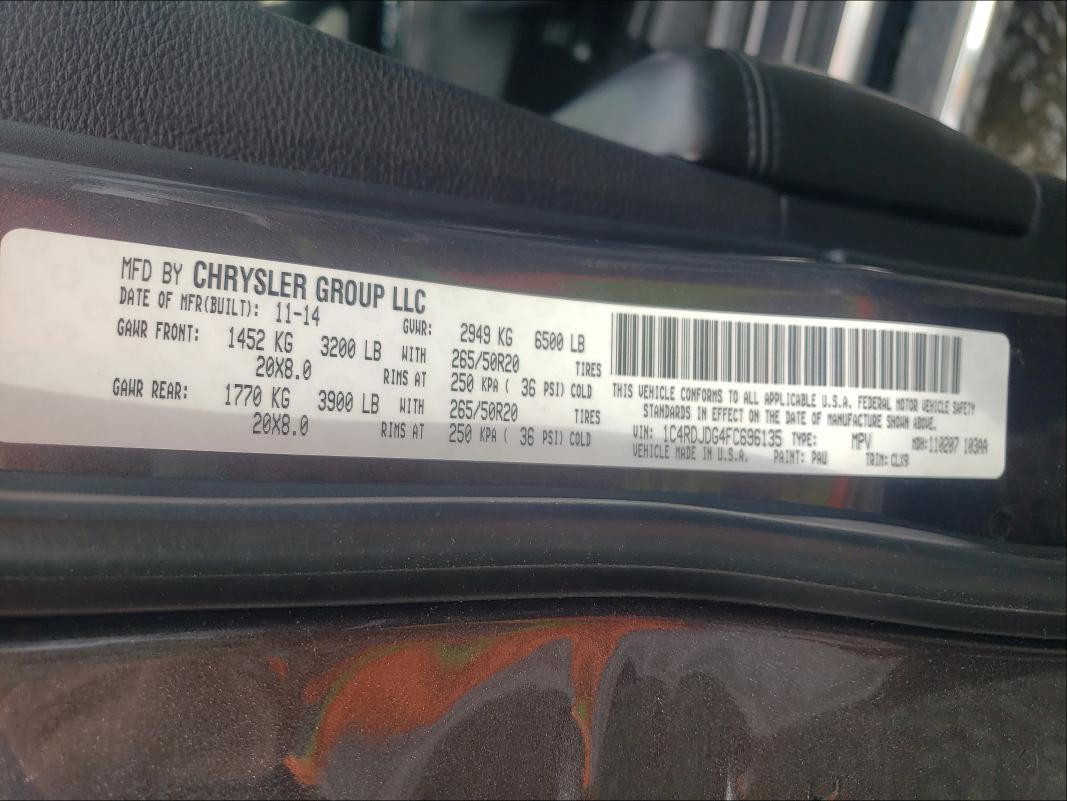 2015 DODGE DURANGO LI 1C4RDJDG4FC696135