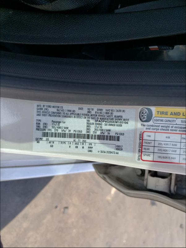 2019 FORD FIESTA ST 3FADP4GX6KM105106