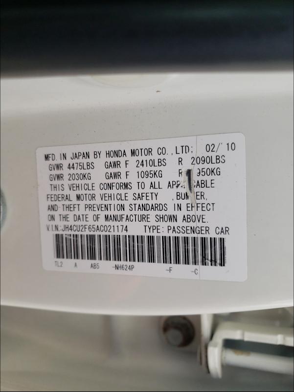 2010 ACURA TSX JH4CU2F65AC021174