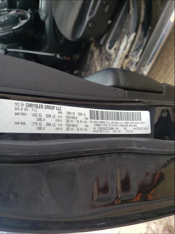 2012 DODGE DURANGO CR 1C4RDHDGXCC109084