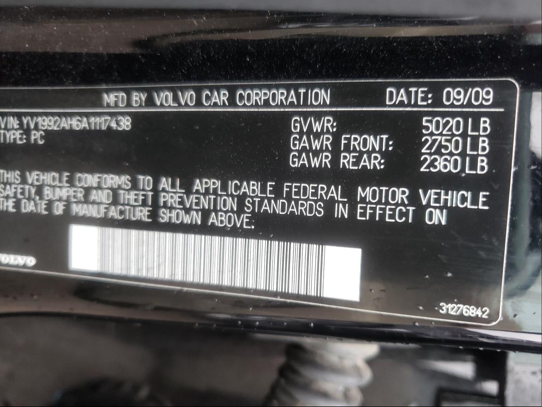 2010 VOLVO S80 T6 YV1992AH6A1117438