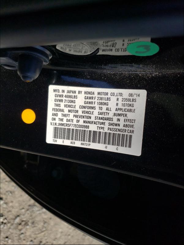 2014 HONDA ACCORD PLU JHMCR5F77EC000988