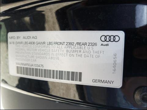 2018 AUDI A5 PREMIUM WAUNNAF50JA103475