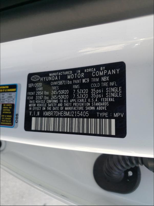 2021 HYUNDAI PALISADE C KM8R7DHE8MU215405