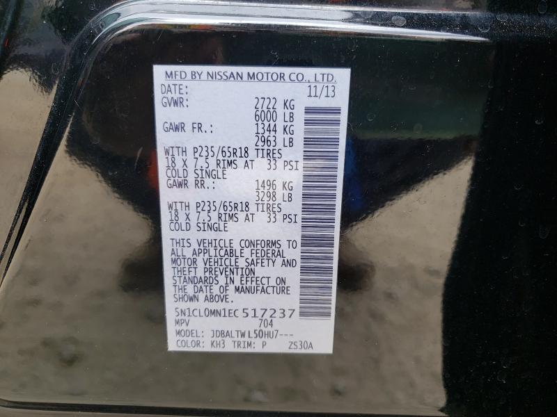 2014 INFINITI QX60 HYBRI 5N1CL0MN1EC517237