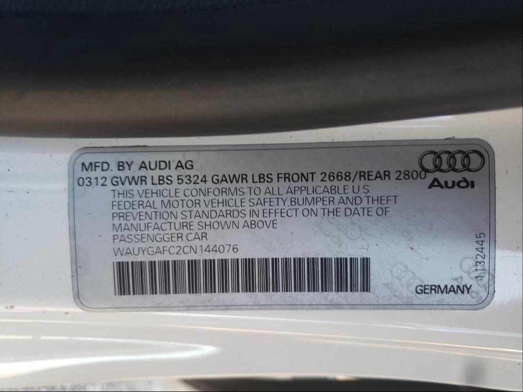 2012 AUDI A7 PREMIUM WAUYGAFC2CN144076