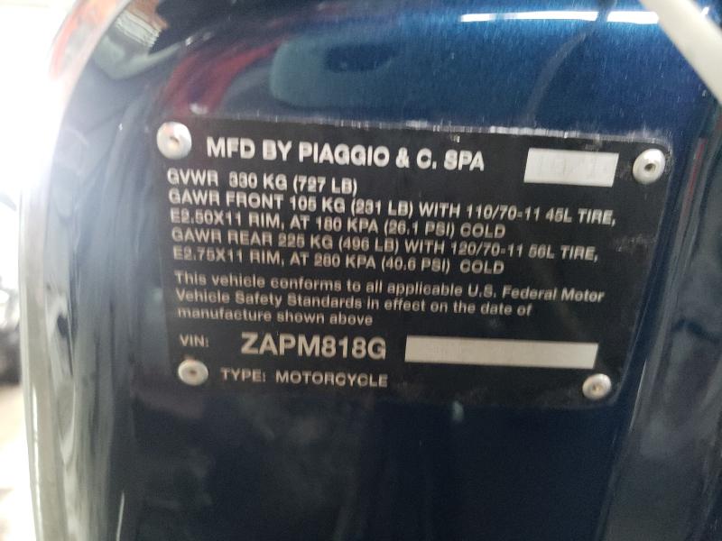 2015 VESPA SPRINT 150 ZAPM818G9F5101713
