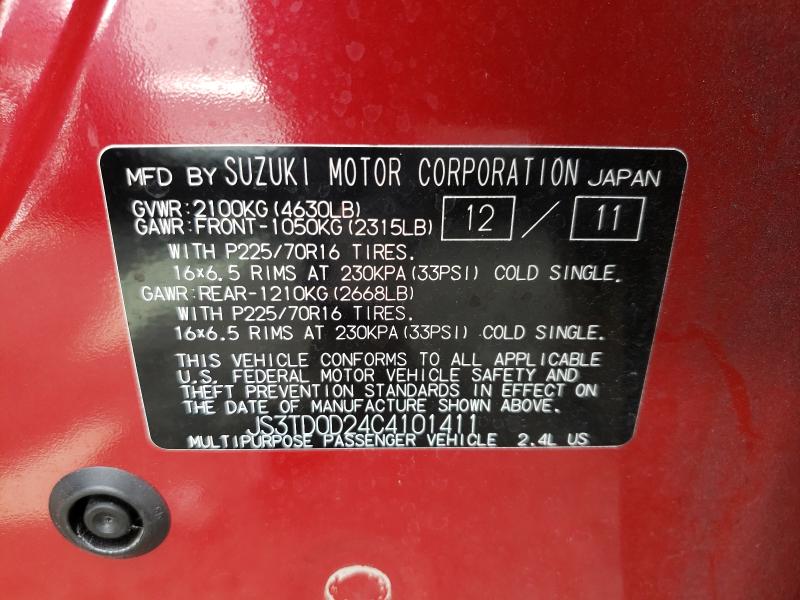 2012 SUZUKI GRAND VITA JS3TD0D24C4101411