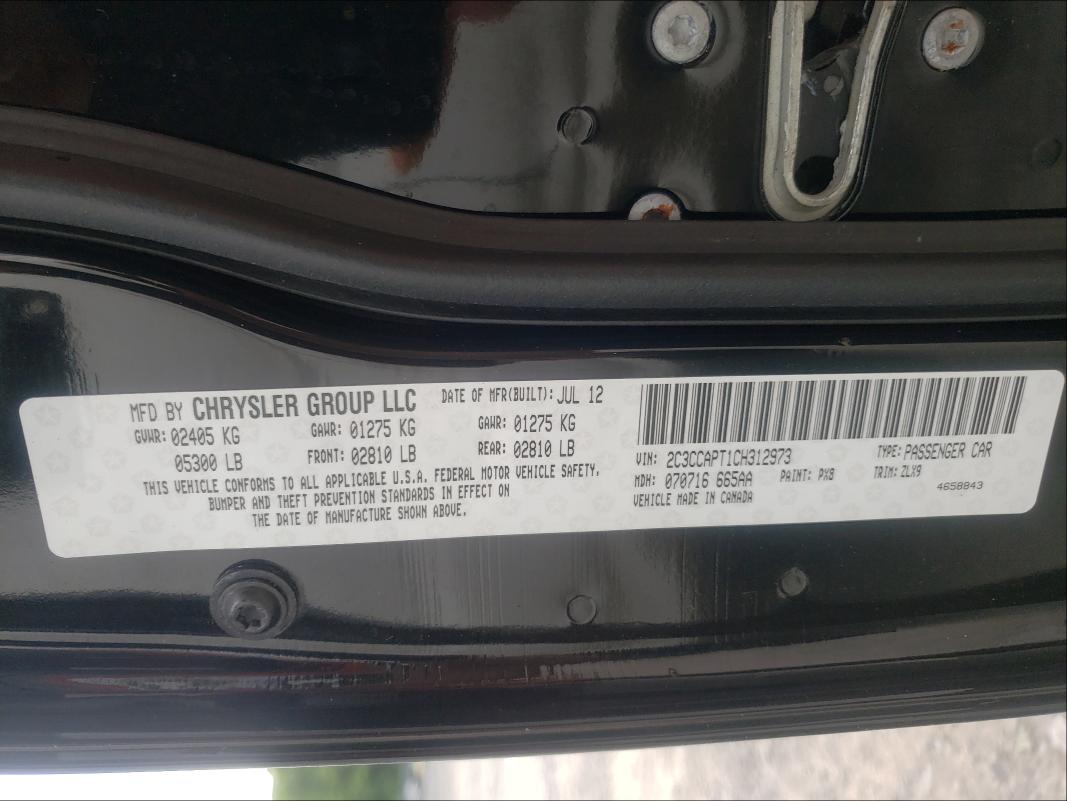 2012 CHRYSLER 300C LUXUR 2C3CCAPT1CH312973