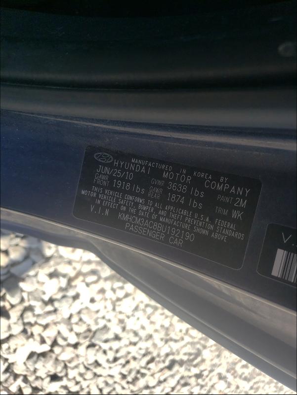 2011 HYUNDAI ACCENT GL KMHCM3AC8BU192190