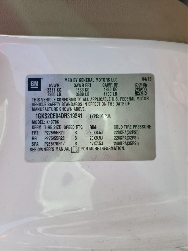 2013 GMC YUKON SLT 1GKS2CE04DR319341