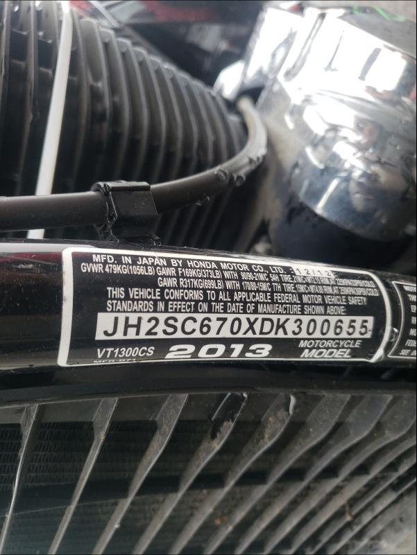 2013 HONDA VT1300 CS JH2SC670XDK300655