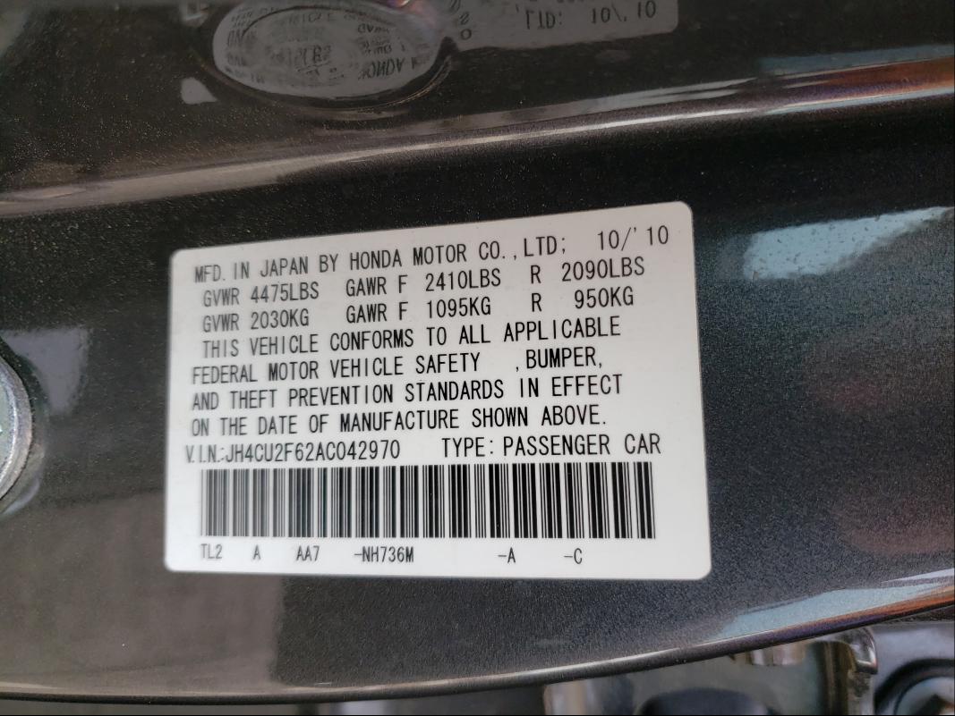 2010 ACURA TSX JH4CU2F62AC042970