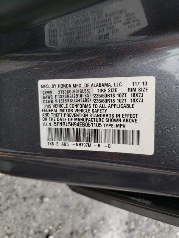 2014 HONDA ODYSSEY TO 5FNRL5H94EB051105