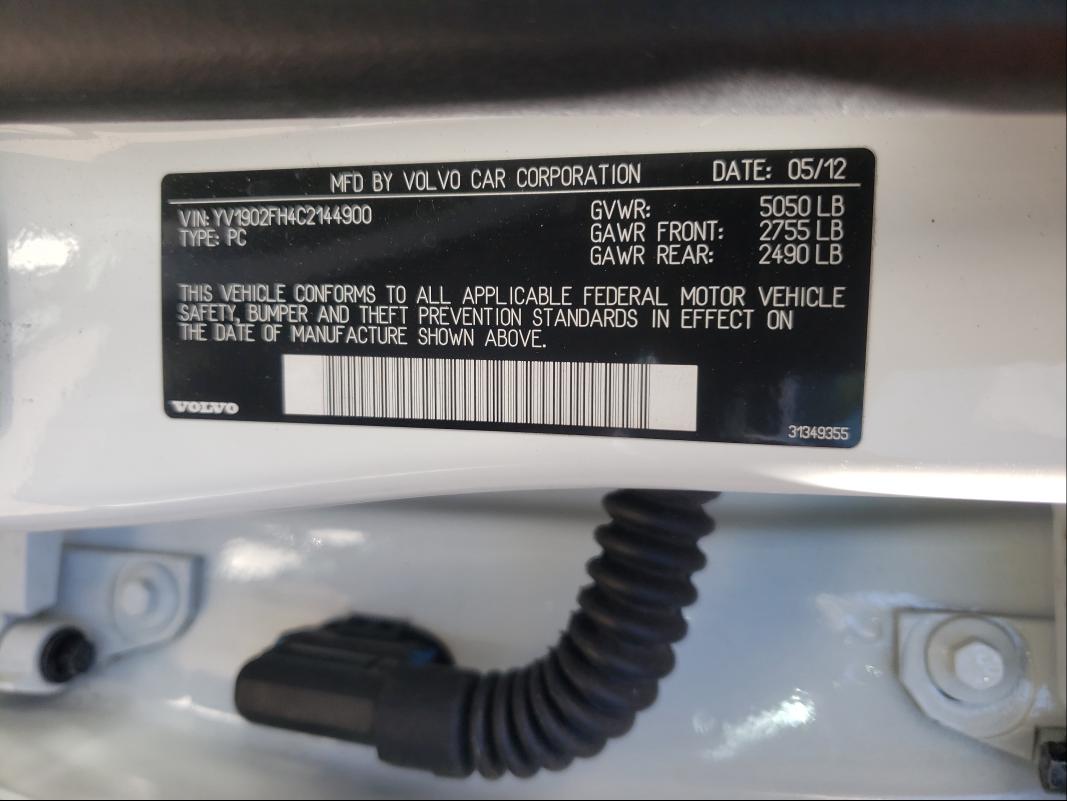 2012 VOLVO S60 T6 YV1902FH4C2144900