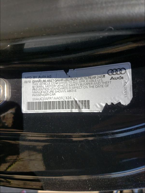 2010 AUDI S5 PREMIUM WAUCVAFR1AA071324