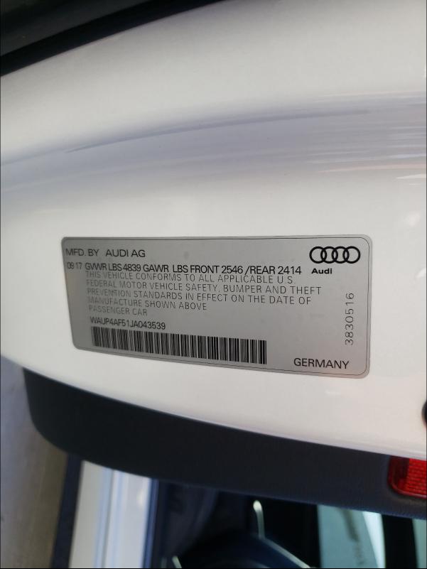 2018 AUDI S5 PREMIUM WAUP4AF51JA043539