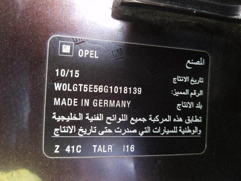 VIN: W0LGT5E56G1018139 Auction: COPART UAE Lot: 46199841 Location: DUBAI INDUSTRIAL CITY - DUBAI W0LGT5E56G1018139 OPEL INSIGNIA 2016 BROWN Photo 11