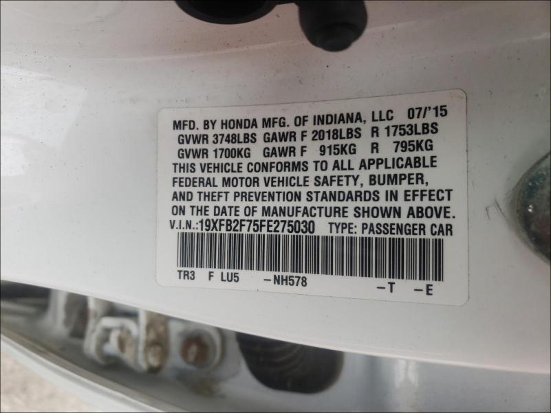2015 HONDA CIVIC SE 19XFB2F75FE275030