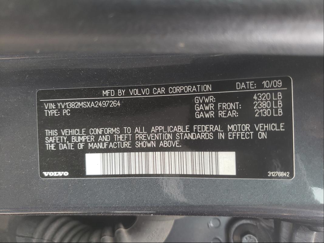 2010 VOLVO S40 2.4I YV1382MSXA2497264