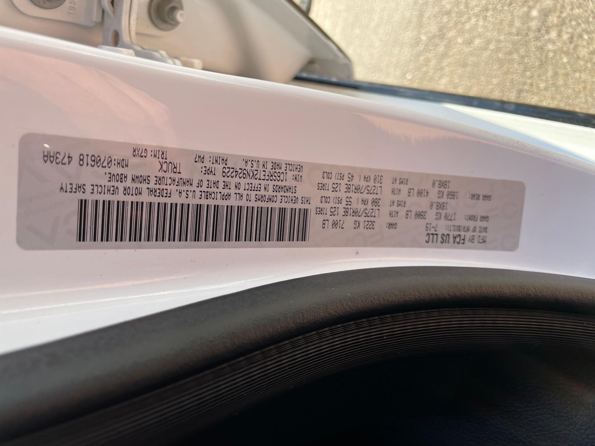2019 RAM 1500 REBEL 1C6SRFET2KN924229