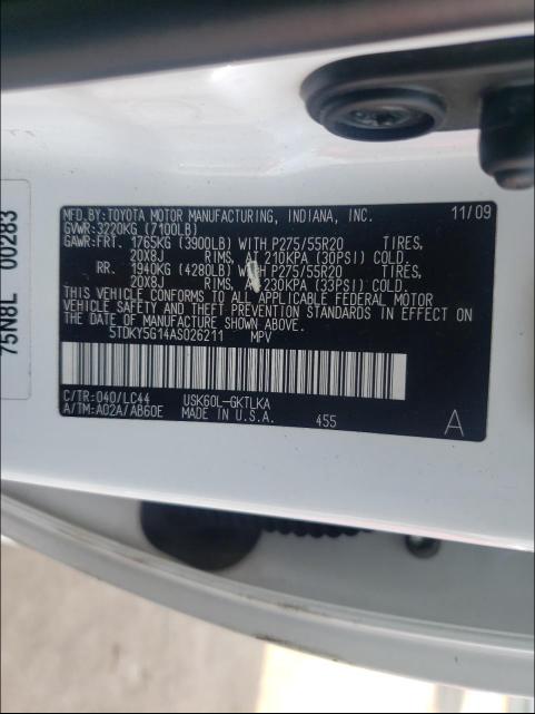 2010 TOYOTA SEQUOIA LI 5TDKY5G14AS026211